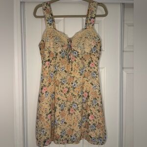 Calypso Floral Lace-Trimmed Mini Dress